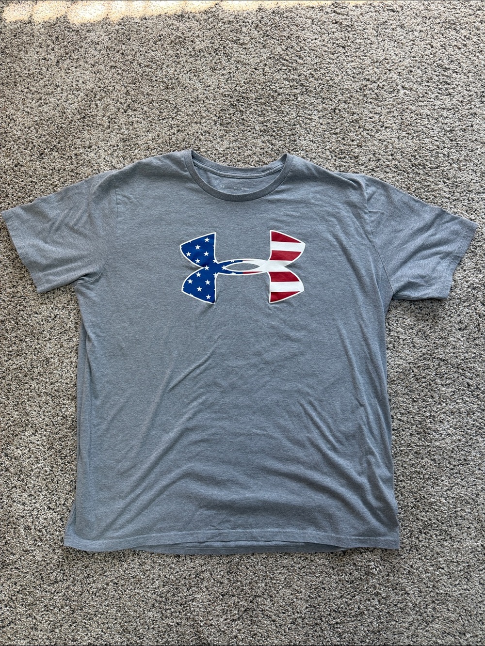 Under Armour Gray Short-Sleeve Tee with American Flag Logo